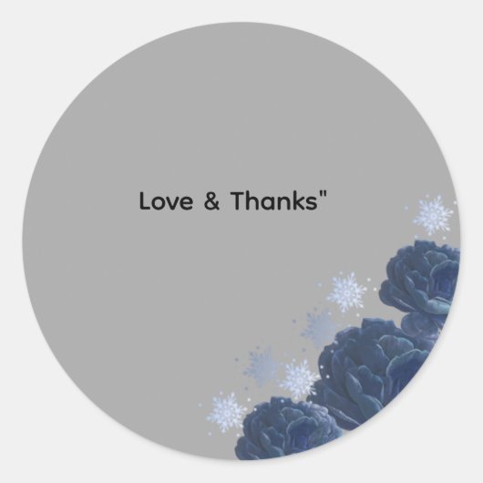 Elegant Navy Blue Gold Winter Wedding Favor Sticke ラウンドシール (正面)