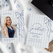 Elegant Navy Blue Graduation Invitation 招待状