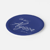 Elegant Navy Blue Graduation Party She Did It ペーパープレート (アングル)