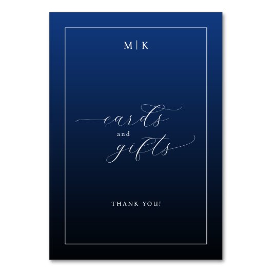 Elegant Navy Blue Gratitude Card テーブルナンバー (正面)