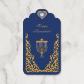 Elegant Navy Blue Hanukkah Gold  ギフトタグ (裏面)