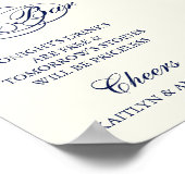 Elegant Navy Blue & Ivory Script Wedding Open Bar ポスター (角)