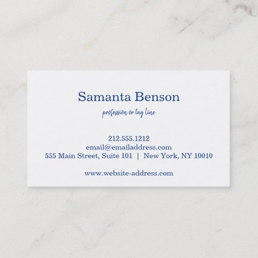 Elegant Navy Blue Leather Professional Your Logo 名刺 (裏面)