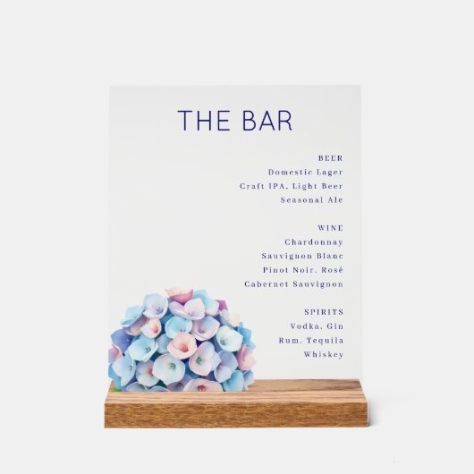 Elegant Navy Blue Minimalist Bar Menu アクリルサイン (正面)