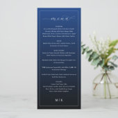 Elegant Navy Blue Minimalist Wedding Menu メニュー (スタンド正面)