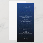 Elegant Navy Blue Minimalist Wedding Menu メニュー (正面/裏面)