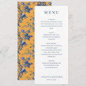 Elegant Navy Blue Minimalist Wedding Menu メニュー (正面/裏面)