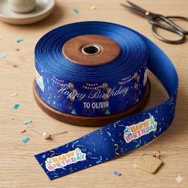 Elegant Navy Blue Modern Birthday Party サテンリボン