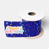 Elegant Navy Blue Modern Birthday Party サテンリボン (リール)
