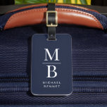 Elegant Navy Blue Monogram ラゲッジタグ<br><div class="desc">Elegant Navy Blue Monogram Luggage Tag.</div>