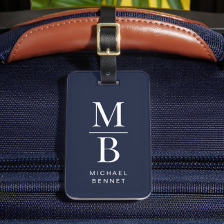 Elegant Navy Blue Monogram ラゲッジタグ