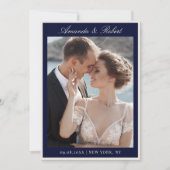 Elegant Navy Blue Old Money Photo Wedding セーブザデート (正面)