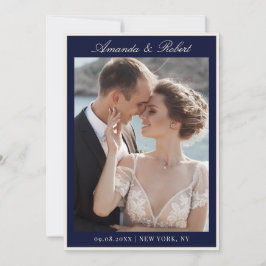 Elegant Navy Blue Old Money Photo Wedding セーブザデート