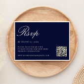 Elegant Navy Blue Old Money QR Code Wedding 出欠カード