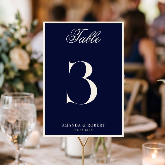 Elegant Navy Blue Old Money Wedding テーブルナンバー