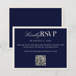 Elegant Navy Blue Old Money Wedding 出欠カード