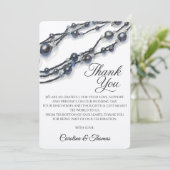 Elegant Navy Blue Pearl Watercolor Modern Wedding  サンキューカード (スタンド正面)
