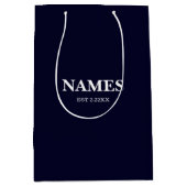 Elegant Navy Blue Personalized Name Gift Bag ミディアムペーパーバッグ (正面)