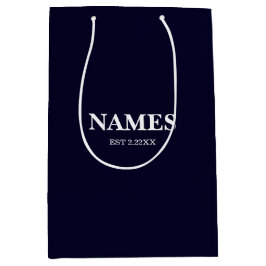 Elegant Navy Blue Personalized Name Gift Bag ミディアムペーパーバッグ