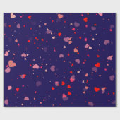 Elegant Navy Blue Pink Hearts Valentine ラッピングペーパー (フラット)
