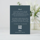 Elegant Navy Blue QR Code Wedding Details エンクロージャーカード (スタンド正面)