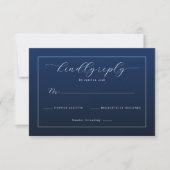 Elegant Navy Blue RSVP Card (正面)