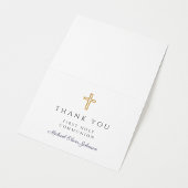 Elegant Navy Blue Script Boy First Communion  サンキューカード