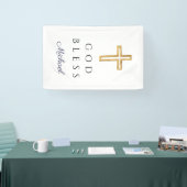 Elegant Navy Blue Script Religious Boy God Bless 横断幕 (トレードショー)