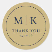 Elegant Navy Blue Serif Thank You Sticker ラウンドシール (正面)