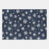Elegant Navy Blue Snowflake Christmas ラッピングペーパーシート (正面)