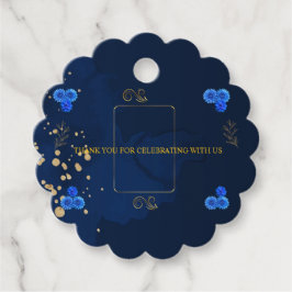 Elegant Navy Blue Thank You Favor Card フェイバータグ