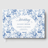 Elegant Navy Blue Toile de Jouy Roses Guest Book ゲストブック (正面)
