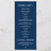 Elegant Navy Blue Typography Wedding Program プログラム (裏面)