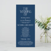 Elegant Navy Blue Typography Wedding Program プログラム (スタンド正面)