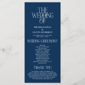 Elegant Navy Blue Typography Wedding Program プログラム (正面)