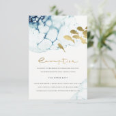 ELEGANT NAVY BLUE UNDERWATER FISH WEDDING CELEBRAT エンクロージャーカード (スタンド正面)