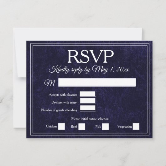Elegant Navy Blue Velvet RSVP Wedding (正面)