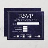 Elegant Navy Blue Velvet RSVP Wedding (正面/裏面)
