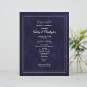 Elegant Navy Blue Velvet White Wedding Program (スタンド正面)