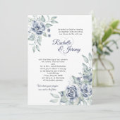 Elegant Navy Blue Watercolor Floral Wedding 招待状 (スタンド正面)