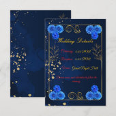 Elegant Navy Blue Wedding Details Card Template エンクロージャーカード (正面/裏面)