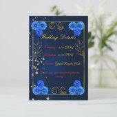 Elegant Navy Blue Wedding Details Card Template エンクロージャーカード (スタンド正面)