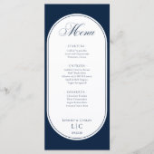 Elegant Navy Blue Wedding Dinner Menu & Bar Menu メニュー (正面)