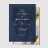 Elegant Navy Blue Wedding Invitation ベラム紙招待状 (オフセット (カップル))
