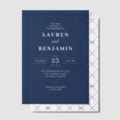 Elegant Navy Blue Wedding Invitation ベラム紙招待状 (オフセット (招待状))