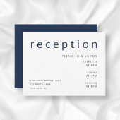 Elegant Navy Blue Wedding Reception with Typograph エンクロージャーカード