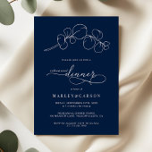 Elegant Navy Blue Wedding Rehearsal Dinner 招待状