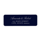 Elegant Navy Blue Wedding Return Address ラベル (正面)