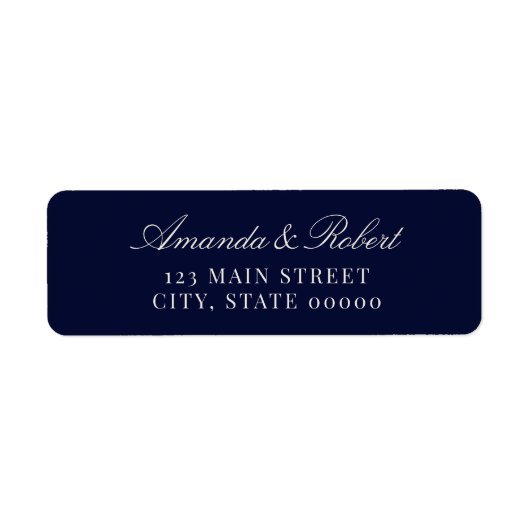Elegant Navy Blue Wedding Return Address ラベル (正面)