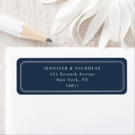 Elegant Navy Blue Wedding Return Address ラベル